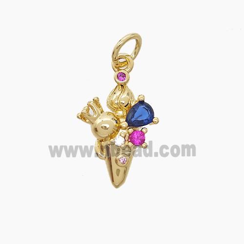 Copper Pendant Pave Zircon, Gold Plated