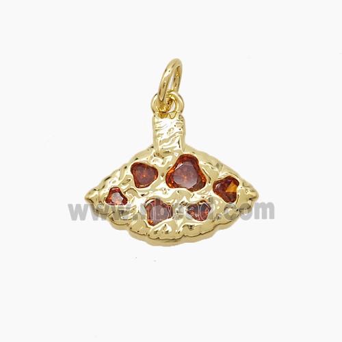 Copper Pendant Pave Zircon, Gold Plated