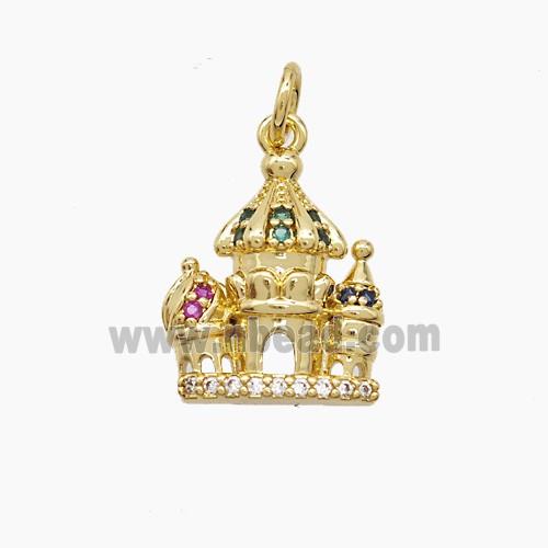 Copper Pendant Pave Zircon, Gold Plated