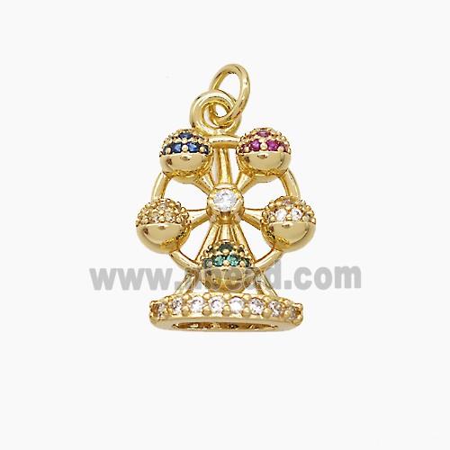 Copper Pendant Pave Zircon, Gold Plated
