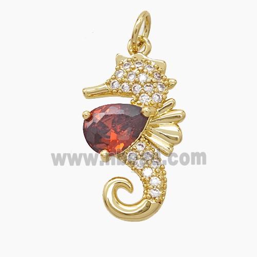 Copper Pendant Pave Zircon, Gold Plated