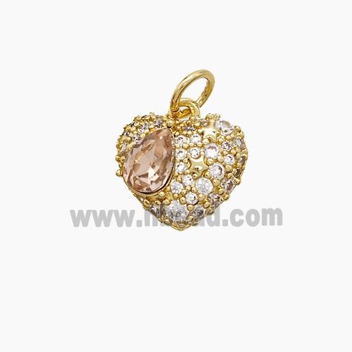Copper Pendant Pave Zircon, Gold Plated