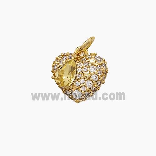 Copper Pendant Pave Zircon, Gold Plated