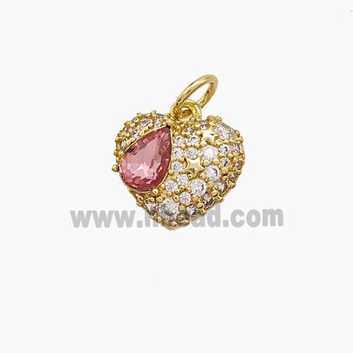Copper Pendant Pave Zircon, Gold Plated