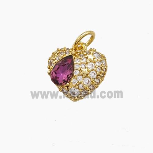 Copper Pendant Pave Zircon, Gold Plated