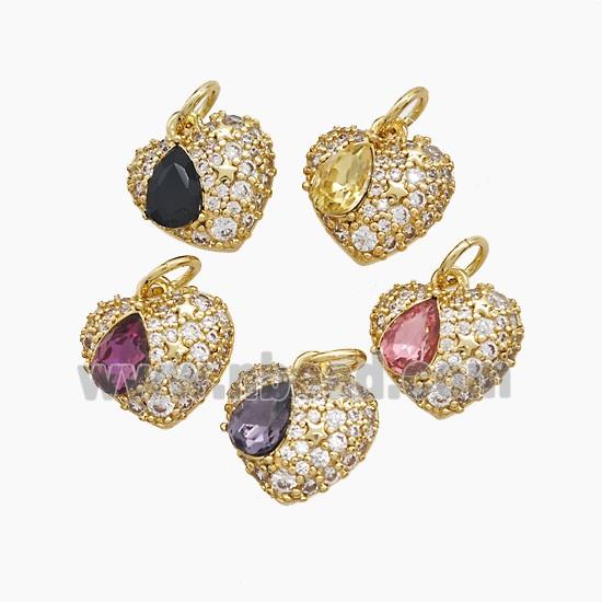 Copper Pendant Pave Zircon, Gold Plated