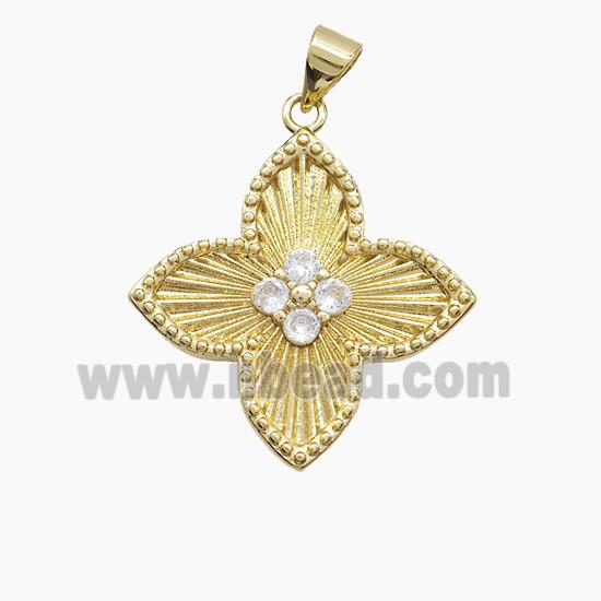 Copper Pendant Pave Zircon, Gold Plated