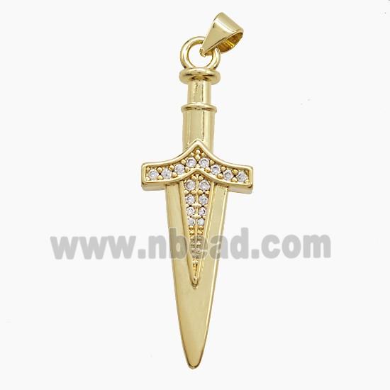 Copper Pendant Pave Zircon, Gold Plated