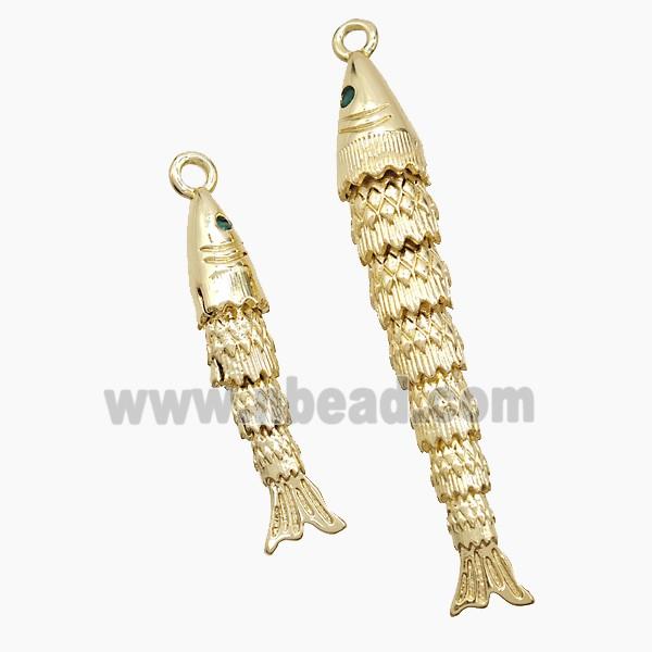 Copper Fish Pendant Pave Zirconia Gold Plated