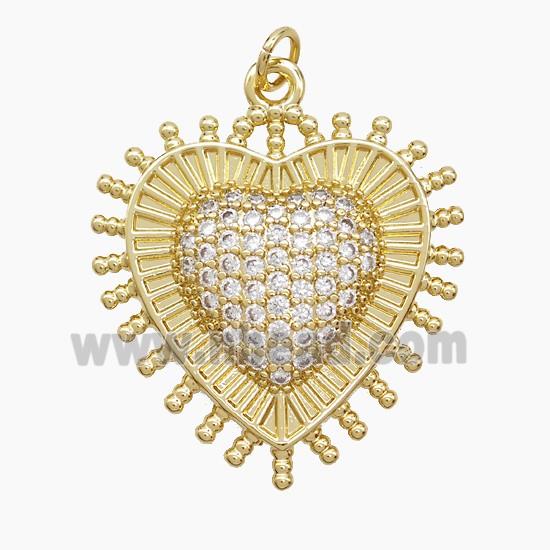 Copper Pendant Pave Zircon, Gold Plated