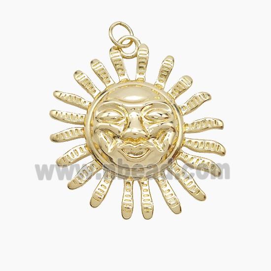Copper Pendant Pave Zircon, Gold Plated