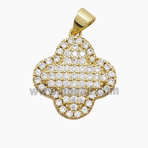 Copper Pendant Pave Zircon, Gold Plated