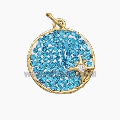 Copper Pendant Pave Zircon, Gold Plated