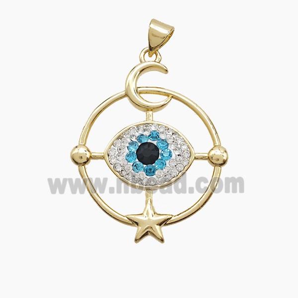 Copper Pendant Pave Zircon, Gold Plated