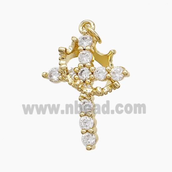 Copper Pendant Pave Zircon, Gold Plated