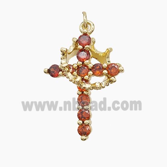 Copper Pendant Pave Zircon, Gold Plated