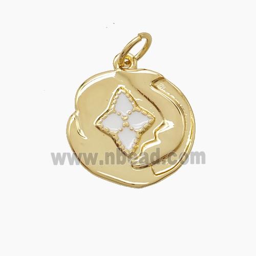 Enamel Copper Pendant, Gold Plated