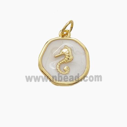 Enamel Copper Pendant, Gold Plated