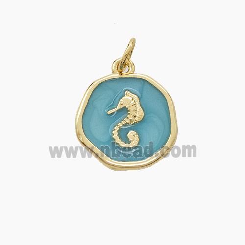Enamel Copper Pendant, Gold Plated