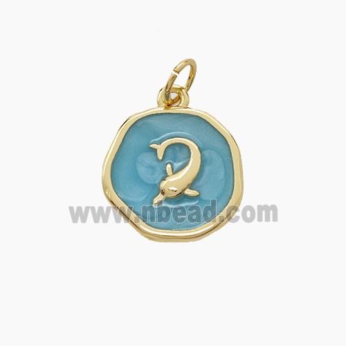 Enamel Copper Pendant, Gold Plated