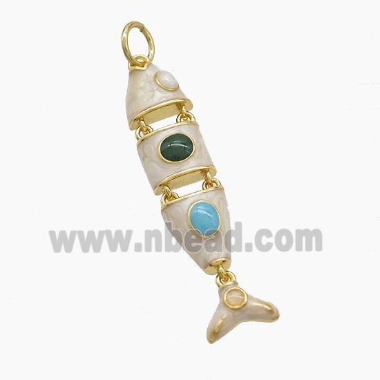 Enamel Copper Pendant, Gold Plated