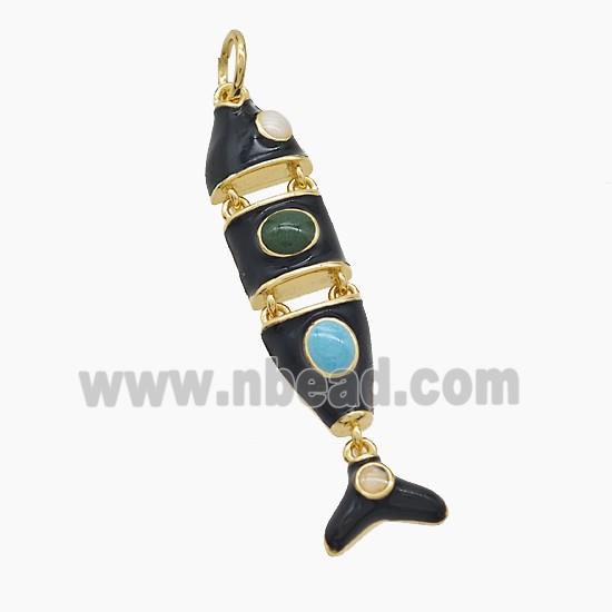 Enamel Copper Pendant, Gold Plated