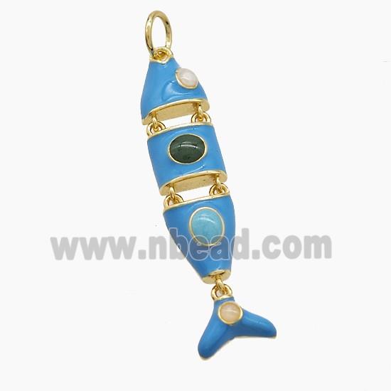 Enamel Copper Pendant, Gold Plated