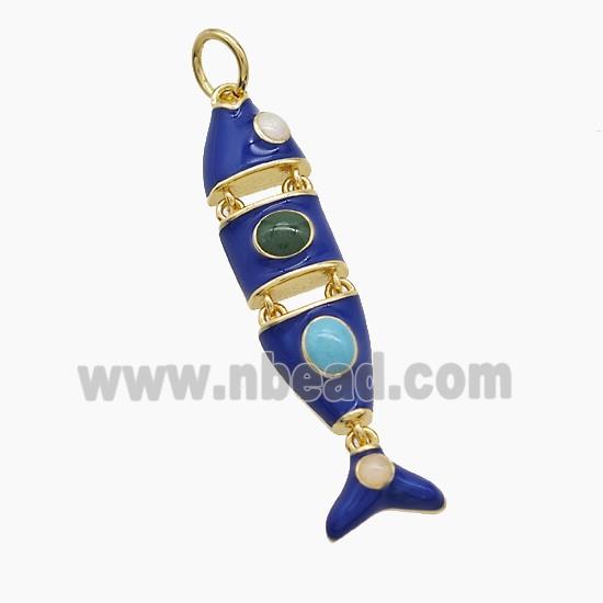 Enamel Copper Pendant, Gold Plated