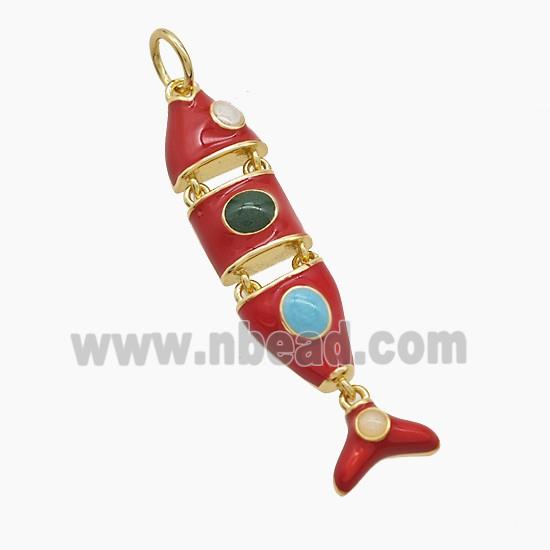 Enamel Copper Pendant, Gold Plated
