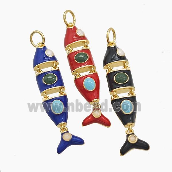 Enamel Copper Pendant, Gold Plated