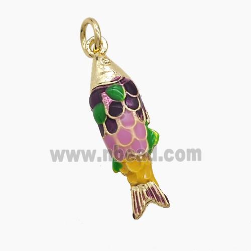 Enamel Copper Pendant, Gold Plated