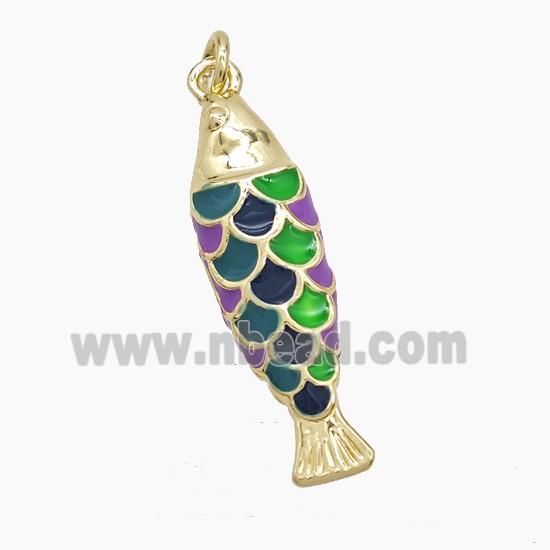 Enamel Copper Pendant, Gold Plated