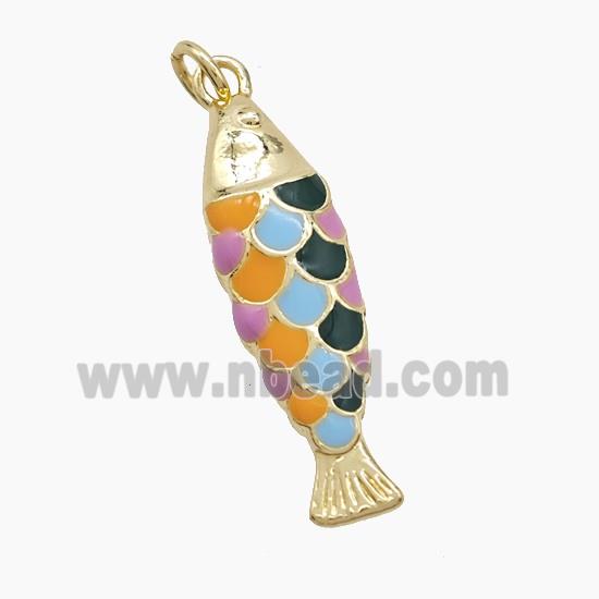 Enamel Copper Pendant, Gold Plated