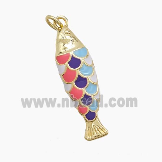 Enamel Copper Pendant, Gold Plated