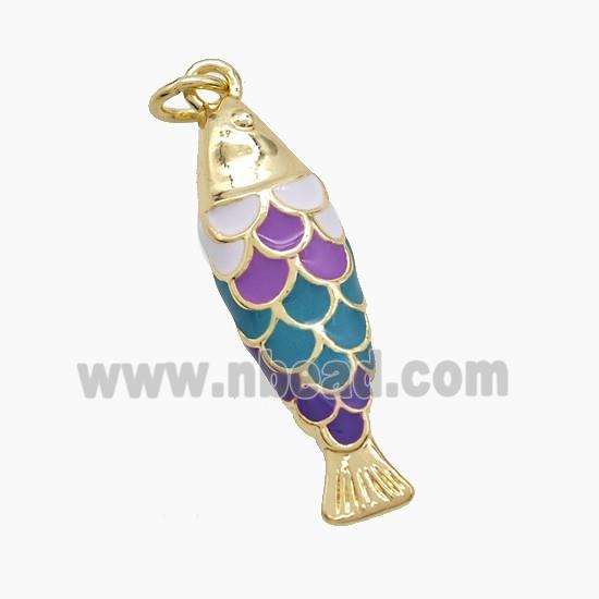 Enamel Copper Pendant, Gold Plated