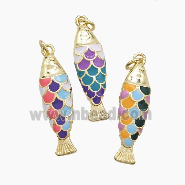 Enamel Copper Pendant, Gold Plated