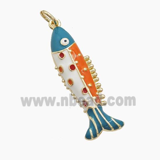 Enamel Copper Pendant, Gold Plated