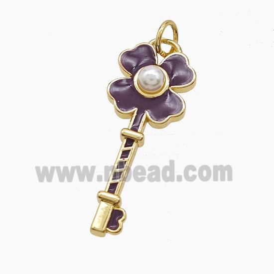 Enamel Copper Pendant, Gold Plated