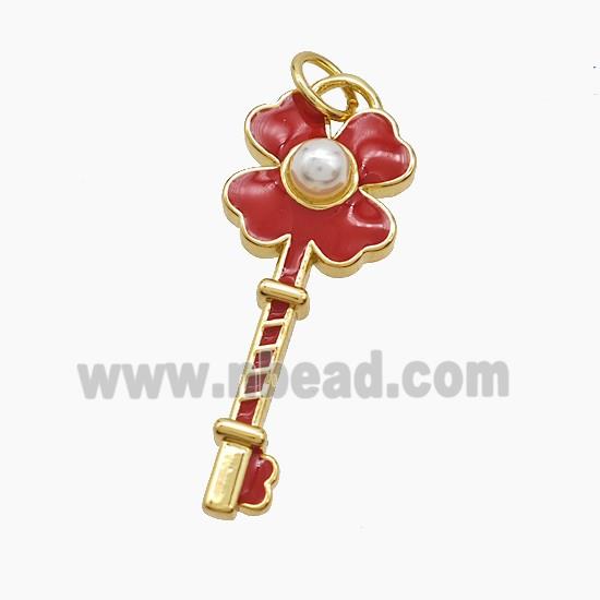 Enamel Copper Pendant, Gold Plated