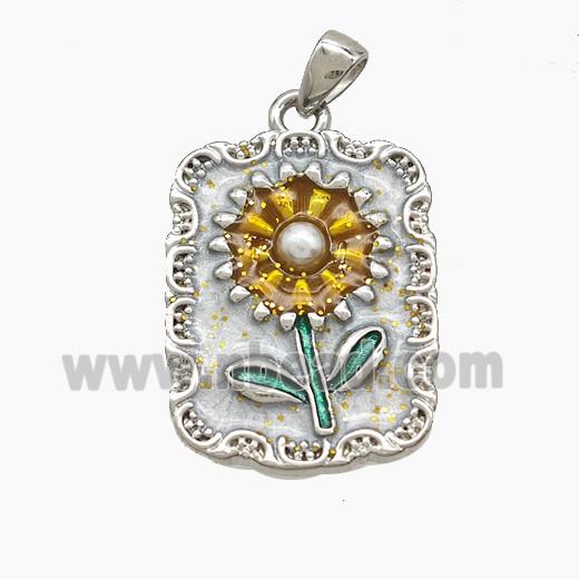 Enamel Copper Pendant, Gold Plated