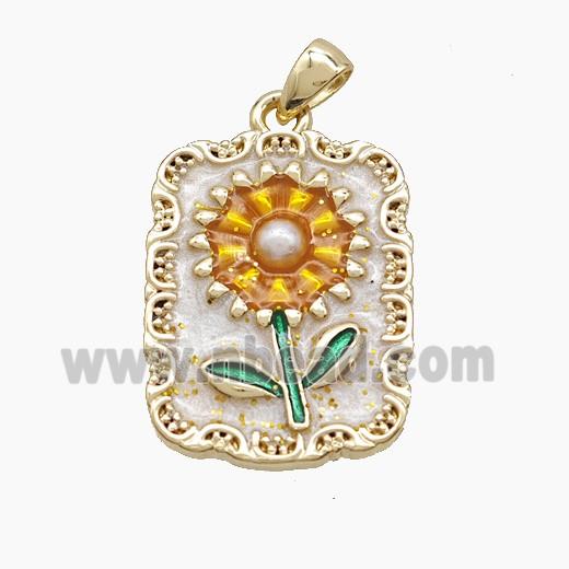 Enamel Copper Pendant, Gold Plated
