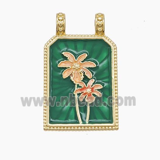 Enamel Copper Pendant, Gold Plated