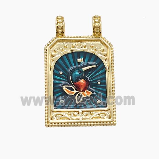 Enamel Copper Pendant, Gold Plated