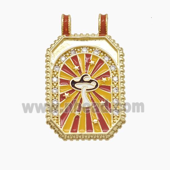 Enamel Copper Pendant, Gold Plated