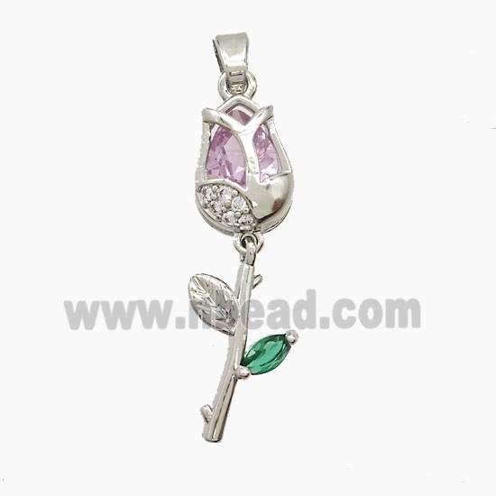 Copper Pendant Pave Zircon, Gold Plated
