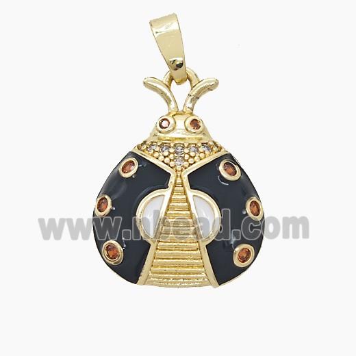 Copper Pendant Pave Zircon, Gold Plated