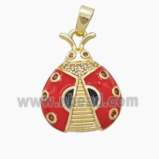 Copper Pendant Pave Zircon, Gold Plated