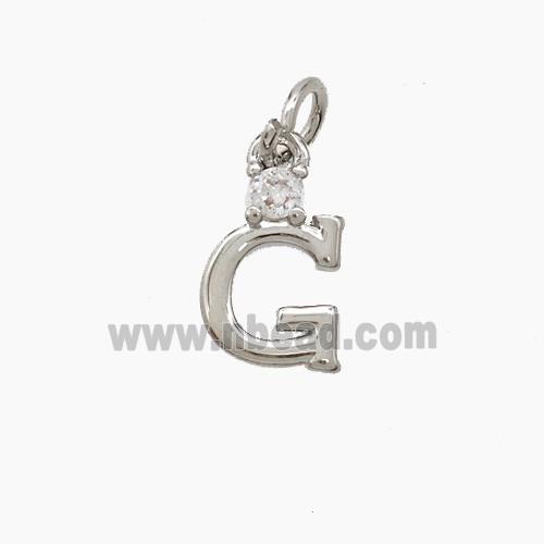 Copper Letter-G Pendant Pave Zirconia Platinum Plated