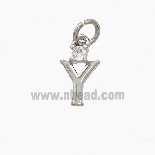 Copper Letter-Y Pendant Pave Zirconia Platinum Plated