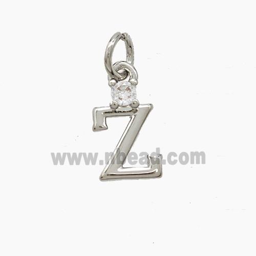 Copper Letter-Z Pendant Pave Zirconia Platinum Plated